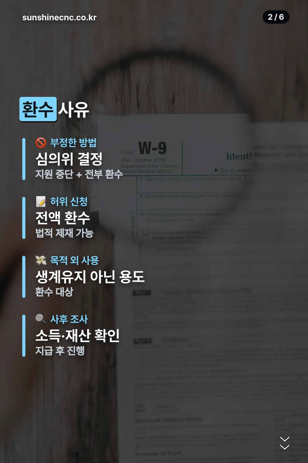 환수 사유 네 가지