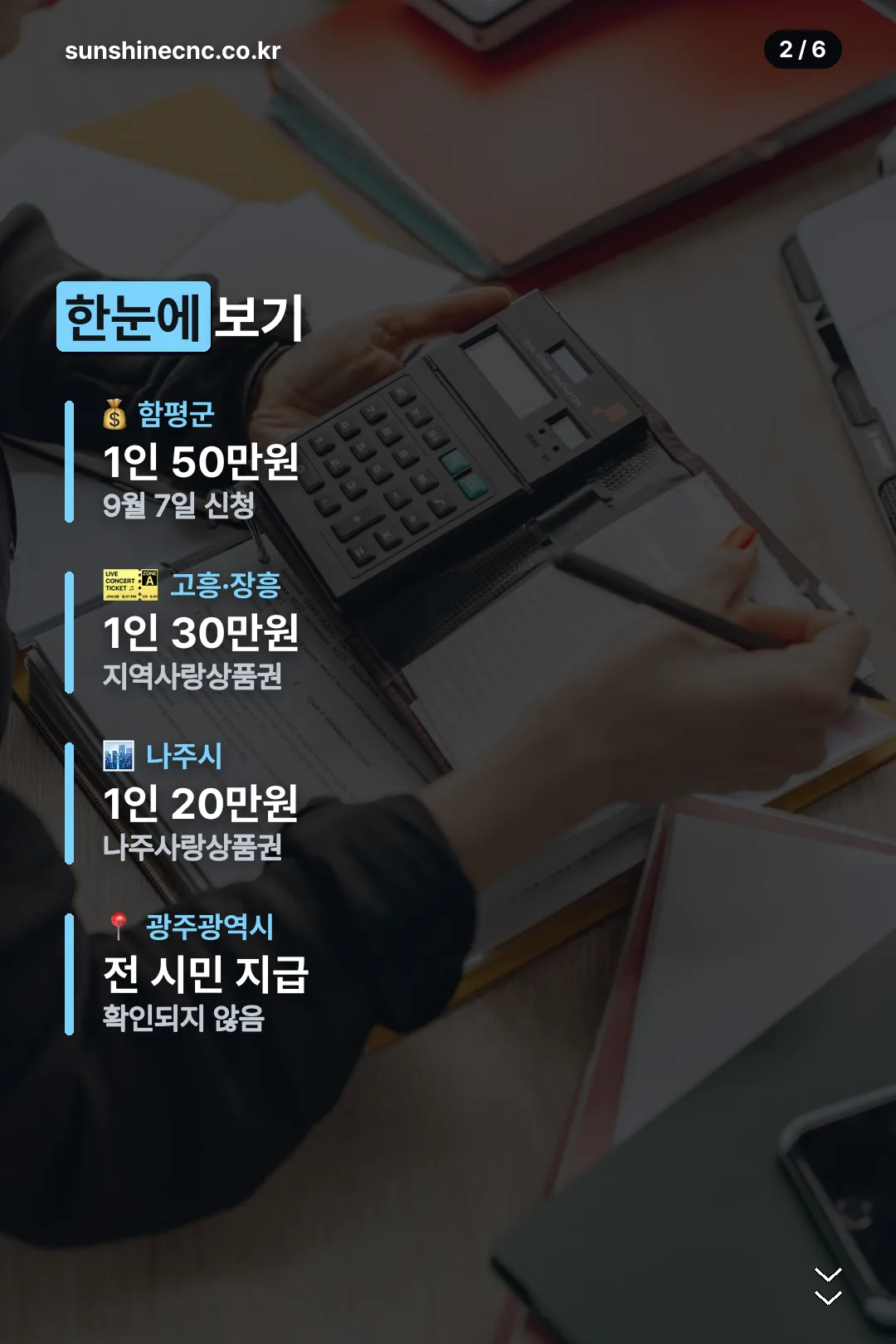 지자체별 금액 요약