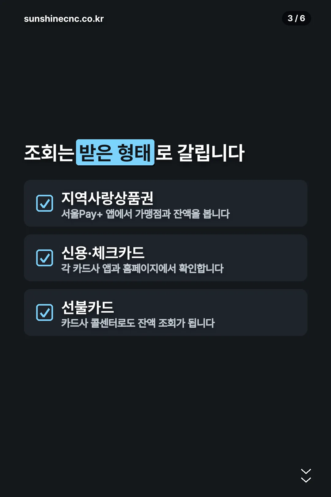 지급 수단별 조회 방법