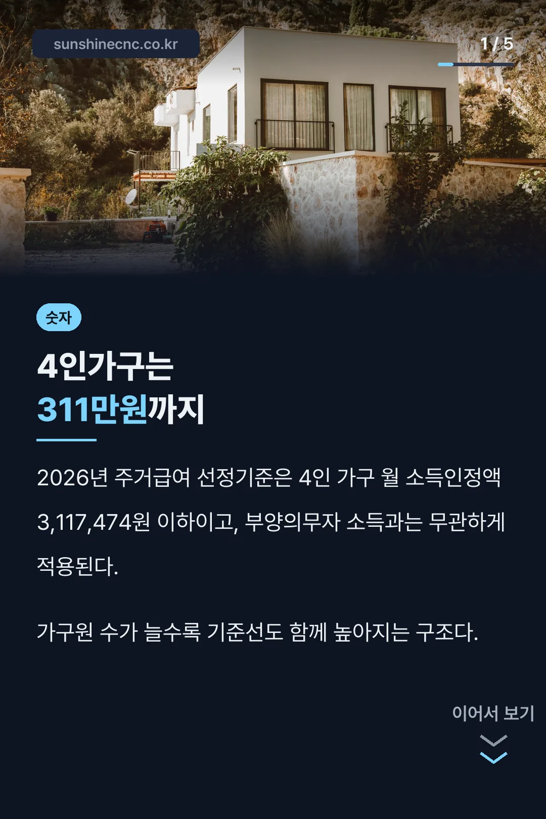주거급여 4인가구 311만원 기준